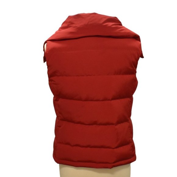 Talbots Cranberry Red Down High Zip Puffer Vest - Picture 6 of 9